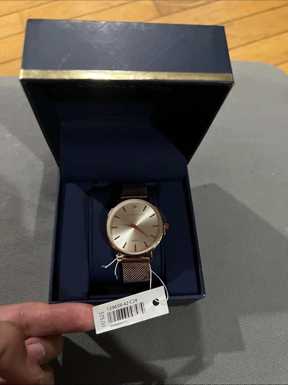 Adrienne Vittadini Rose Gold Mesh Bracelet Watch with Silver Dial